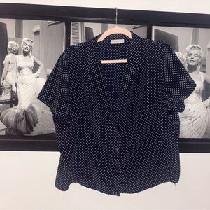 Gloria Vanderbilt Blue Relaxed Short Sleeve Button Down